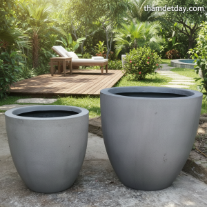 Chậu poly xám nhám- bộ 2 cái
