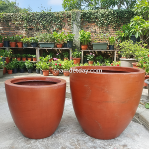 Chậu poly màu đất nung- bộ 2 cái